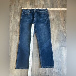 Flag & Anthem straight leg Jeans Mens Slim 34x30 Premium Denim Whiskers 5 pocket